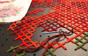 Plan out your design on your grid. Gigantic Peg Board Cross Stitch Wall Art Dream A Little Bigger