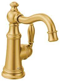 Gold bathroom faucets from moen. Moen Weymouth Brushed Gold One Handle Kitchen Faucet Traditional Kitchen Faucets By The Stock Market Houzz
