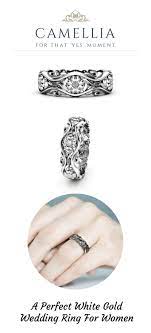 Women Wedding Band Diamond Wedding Band Gold Wedding Ring For Her Camellia Jewelry Womens Wedding Bands Diamond Wedding Bands Wedding Ring For Her