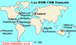 Carte de l'europe, carte de l'amérique du nord et sud, carte de l'afrique, carte de l'asie et carte de l'océanie. Dom Tom