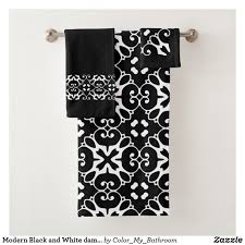 Black And White Bathroom Towel Set Modern Black And White Damask Bathroom Bath Towel Set Zazzle Com Damask Bathroom