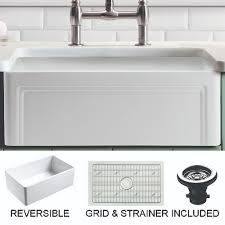 This 27 x 19 undermount kitchen sink is just the right size; Olde London Farmhouse Fireclay 27 Kitchen Sink With Grid And Strainer In White Walmart Com Walmart Com