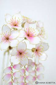 Cherry Blossom Sakura Resin Dip Art Kanzashi Hair Pin Cherry Blossom Art Resin Flowers Flower Accessories