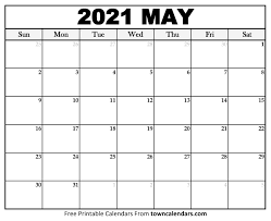 Printable calendar template for monthly, weekly, and yearly calendars. Printable May 2021 Calendar Towncalendars Com