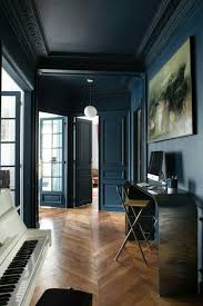 Black Ceiling But Keep The Trim White Then The Dark Green Wall House Design Home Dark Interiors