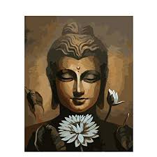 Jhdlsb1 Buddha And Water Lily Hand Made Paint Canvas Beautiful