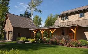 If your siding is white, go for black, green, grey, brown, blue, or red roofing. Burlington Metallic Paint For Traditional Exterior With Metal Roof And Detached Garage