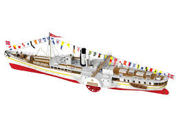 The length of the hull is 18.3 m and the length of the bowsprit is 7.6 m. Skibladner Ds Tronderfrim Frimerker Og Hobby