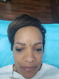 Before and after microblading. I had already done Bridget's top and bottom  eyeliner with dark coffee a few yrs ago. Beautiful lady.