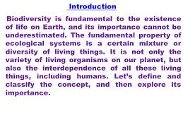 Lecture 4 Biodiversity Objectives 1 To Define Biodiversity 2 To Discuss The Types Of Biodiversity 3 To Discuss The Significance And Conservation Of Ppt Download