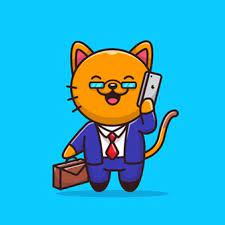 cat businessman with phone icon illustration animal profession icon concept in 2021 icon illustration cartoons vector friend cartoon