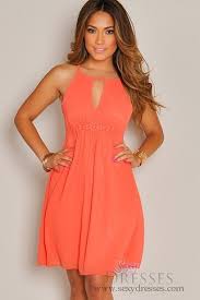 Sleeveless Hot Coral Flower Empire Waist Dress Trendy Dresses Summer Nice Dresses Trendy Dresses