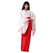 Stardy Japanese Anime Kikyo Miko Kimono Cosplay Witch Costume Women S White Kimono Red Hakama Pants Outfit Halloween Costume Xl White Red Amazon In Clothing Accessories