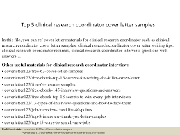 Top 5 Clinical Research Coordinator Cover Letter Samples