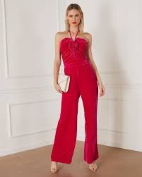 Edith Red sales Strapless Jumpsuit