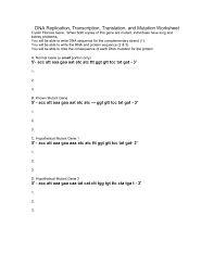 Bacteria use operons to decide. Dna Replication Transcription Translation And Mutation Worksheet