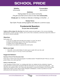 School Pride Character Lesson Plan Free Downloadable 52 Total Character Education Character Lessons Character Education Lessons
