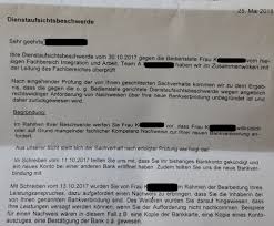 Nein, aber auch nicht eric, kannst du ihr einfach raten, ihre arbeit die ganze zeit zu erledigen. Wie Viel Bearbeitungszeit Fur Dienstaufsichtsbeschwerde Erwerbslosenforum Deutschland Forum