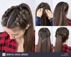 Millionen von frauen sammeln ihre haare in einem pferdeschwanz, aber nicht alle wissen, wie diese gewöhnliche und ein bisschen. Einfache Geflochtene Frisur Tutorial Schritt Fur Schritt Einfache Frisur Fur Lange Haare Pferdeschwanz Mit Zopf Haar Tutorial Stockfotografie Alamy