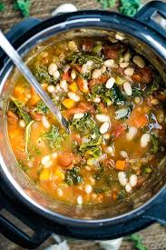Vegan White Bean And Kale Soup Instant Pot Or Stove Recipe White Bean Kale Soup Vegan Instant Pot Recipes Kale And Bean Soup