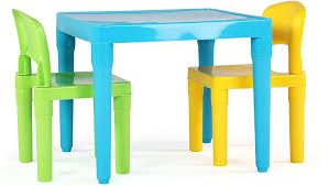 Kidkraft 00 outdoor table and bench set with cushions and umbrella, espresso with oatmeal and white striped fabric. Amazon Com Humble Crew Aqua Green Yellow Kids Table And 2 Chairs Set Toddler Furniture Decor