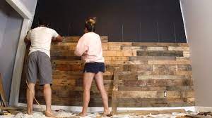 We did this 2 years ago to the main wall in our livingroom and love the look. Diy Bedroom Wall Makeover On A Budget Pallet Wall Ideas Black Wall To Wood Wall Youtube
