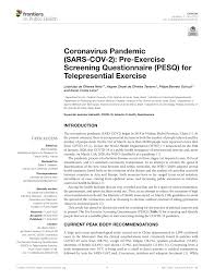Pdf Coronavirus Pandemic Sars Cov 2 Pre Exercise Screening Questionnaire Pesq For Telepresential Exercise