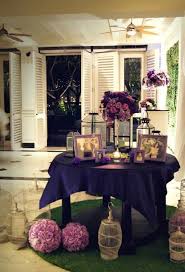 Foyer Decoration With Bird Cages Purple Rose Ball Round Grass Carpet Centerpiece Of Purple Flowers At Pastis As Wedding Petals Foyer Decor Wedding Foyer