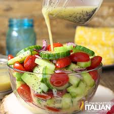 The Slow Roasted Italian Printable Recipes Cucumber Tomato Salad With Lemon Poppy Seed Dressing
