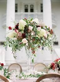 Sweet Southern Wedding Inspiration With A Touch Of Red Wedding Flower Decorations Tall Wedding Centerpieces Wedding Centerpieces