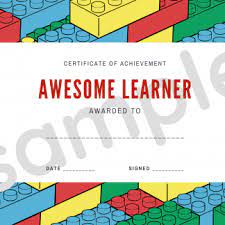 ✨ vom alege, prin tragere la sorți, norocosul constructor. Lego Inspired Awesome Learner Certificates Printable Bambino Goodies The Store