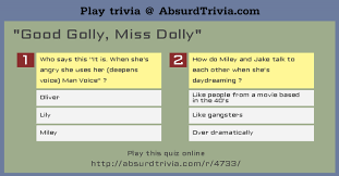Answer this question about our latest pick, the fault in our stars by john green, for a chance to win a prize: where do hazel and augustus share their first kiss?submit your response on twitter with the hashtag #todaybookclub, and make su. Trivia Quiz Good Golly Miss Dolly