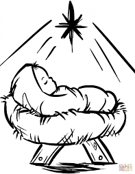 Image Result For Drawing Of Baby Jesus In Manger Christmas Drawing Christmas Colors Jesus Coloring Pages