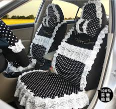 Black And White Car Seat Covers 209 35 Fashion Lace Flower Dot Universal Automobile Car Seat Cover Velvet 18pcs White Black Carseat Cover Fashion Car Seats