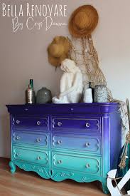 Diy Painted Furniture With A Blended Ombre Mermaid Finish Complete Dresser Makeover Furniture Painting Tutorial Refinishing Furniture Diy Headboard Painting