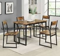 [Hot Item] Fabricant 5 pièces Ensemble à dîner beige/noir Jeu de table et  chaises pour 4 personnes, salle à manger définit directement en usine