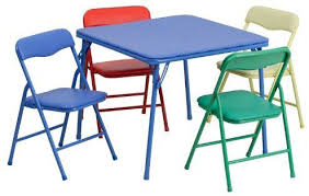 Amazon Com Flash Furniture Kids Colorful 5 Piece Folding Table And Chair Set Kitchen Dining Kids Folding Table Metal Folding Chairs Kids Table And Chairs
