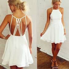 Maybe you would like to learn more about one of these? Nifty Girl S White Sleeveless Back Cross Straps Backless Party Evening Cocktail Dress Ruffles Chiffon Summer Dresses Fashion Dresses Clothing Apparel Bygoods Com