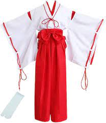 Amazon.com: TOKYO-T Kikyo Cosplay Miko Costume Red and White Japanese  Kimono with Tabi Socks (L, tag:XL) : Clothing, Shoes & Jewelry