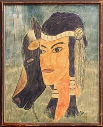 Ernest Chiriacka American Indian Wounded Knee Painting