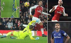 Arsenal 5 1 Everton Pierre Emerick Aubameyang Marks Debut With Goal Everton Arsenal Pierre Emerick Aubameyang
