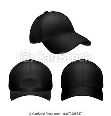 Download Black Baseball Cap Empty Hat Mockup Headwear Caps In Back Front And Side View Corporate Uniform Clothes Cap Realistic Canstock