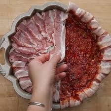 Bacon Wrapped Mashed Potato Stuffed Meatloaf Cooking Tv Recipes Recipe Recipes Cooking Food Receipes