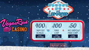 Your first deposit will be matched 100% by this is vegas. Vegas Rush Casino 50 No Deposit Free Chip And 400 Match Plus 100 Free Chip Winter In Las Vegas Super Deal Casino Bonus Codes 365
