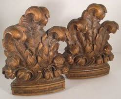 Vintage Syroco Wood Bookends Wood Bookends Bookends Carved Shell