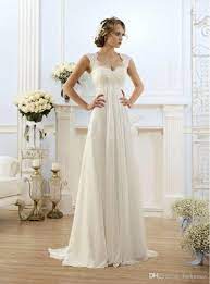 Cap sleeves lace chiffon beach wedding dress. Vintage Modest Wedding Gowns Capped Sleeves Empire Waist Plus Size Pregant Wedding Dresses Vestido De Novia Baratos Vestidos De Novia Vintage Vestidos De Novia