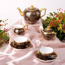The formal tea set originated in china. Gold Fish Scale Tea Set For 2 Persons Herend Austria