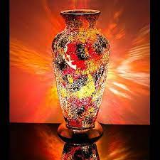Orange Red Mosaic Vase Lamp