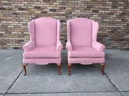 Vintage Queen Anne Pink Velvet Wingback Chairs By Sam Moore Furniture A Pair On Chairish Com Velvet Wingback Chair Wingback Chair Chair