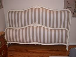 French Provincial Louis Xv Style Bed With Strip Fabric White King Sizes French Accent